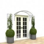 Modern 5-foot wide wirework door canopy from Garden Requisites. French door canopy  ideal patio door canopy