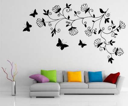 Modern Abstract Dark Tree Butterfly Wall Stickers Decals Art for for Small Modern wall paintings for drawing room