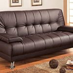 Modern Coaster Futon Sofa Bed with Removable Arm Rests, Brown Vinyl brown futon sofa bed