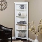 Modern Corner bookshelf to put up decor knick-knacks and organize her white corner bookcase