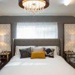 Modern Midcentury Modern Bedroom With Circular Drum Ceiling Light master bedroom ceiling lights
