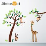 Modern Monkey Giraffe Tree Nursery Jungle Wall Stickers: Amazon.co.uk: Kitchen u0026  Home jungle wall stickers