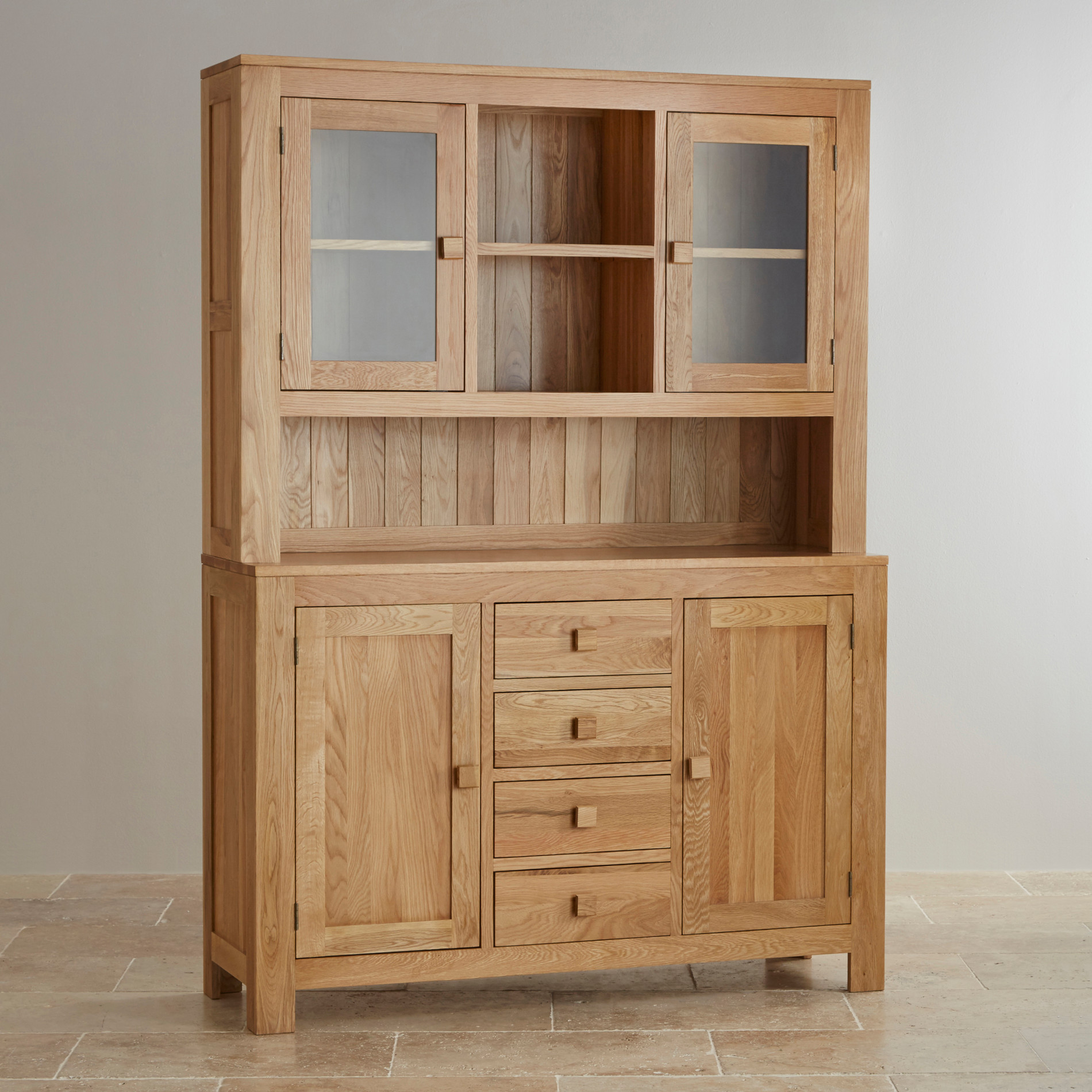 Modern Oakdale Natural Solid Oak Large Welsh Dresser large welsh dresser