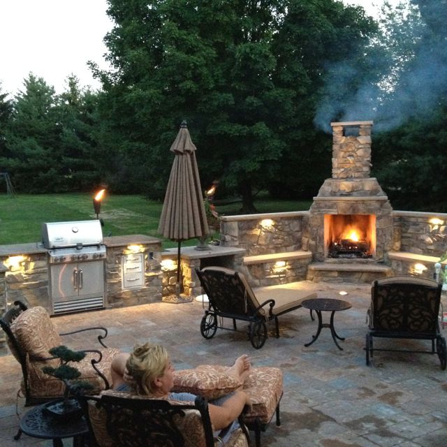 Modern Outdoor fireplace. Thinking a pizza oven instead of the bbq. OR a coal outdoor fireplace patio