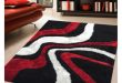 Modern Rug Addiction Hand-tufted Polyester Red and Black Shag Area Rug . red black and white area rugs