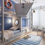 Modern Sea adventure inspired kids room design, white and blue colors and nautical cool kids rooms decorating ideas