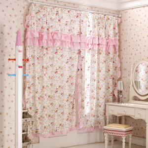 Modern Sweet Floral Girl bedroom curtains with Lace Rims floral bedroom curtains