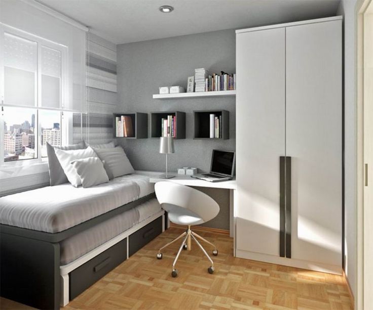 Best Teens Room : Grey Wall White Bed Sheet Laminated Wooden Floor White Stylish modern teen bedrooms