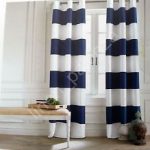 Modern Tommy Hilfiger CABANA STRIPE Navy Blue White Window Curtain Panel 96 navy blue and white striped curtains