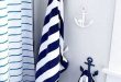 Stunning Blue and White Anchor Hooks from Pottery Barn Kids: http://www. Anchor RoomBathroom nautical anchor bathroom decor
