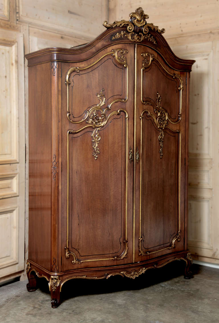 New Antique French Regence Serpentine Walnut Armoire antique french wardrobes