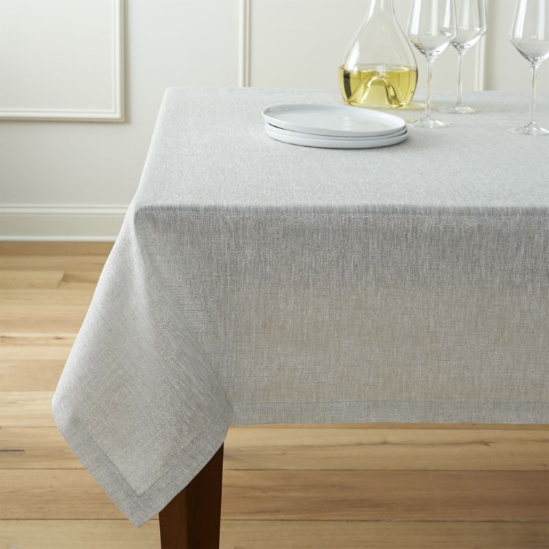 New Aurora Linen Tablecloth | Crate and Barrel white linen table cloths