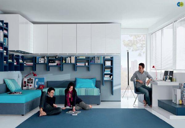 New Contemporary teenage bedroom furniture in white and turquoise blue colors teenage bedroom furniture