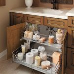 New The unique U-shape of this sink base cabinet slide-out fits around plumbing bathroom vanity organizers