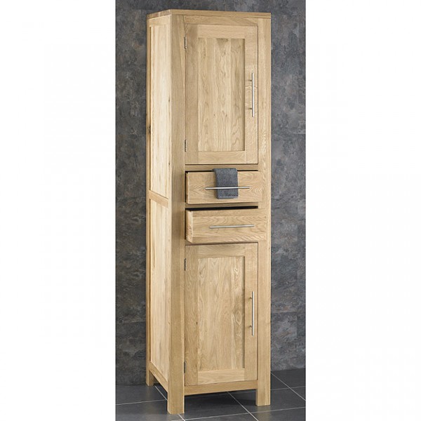 Unique Alta Solid Oak 180cm Tall Two Drawer Two Door Freestanding Unit oak bathroom furniture freestanding