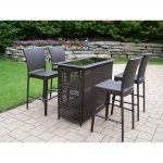 Cozy Elite Resin Wicker 5-Piece Patio Bar Set outdoor bar furniture sets