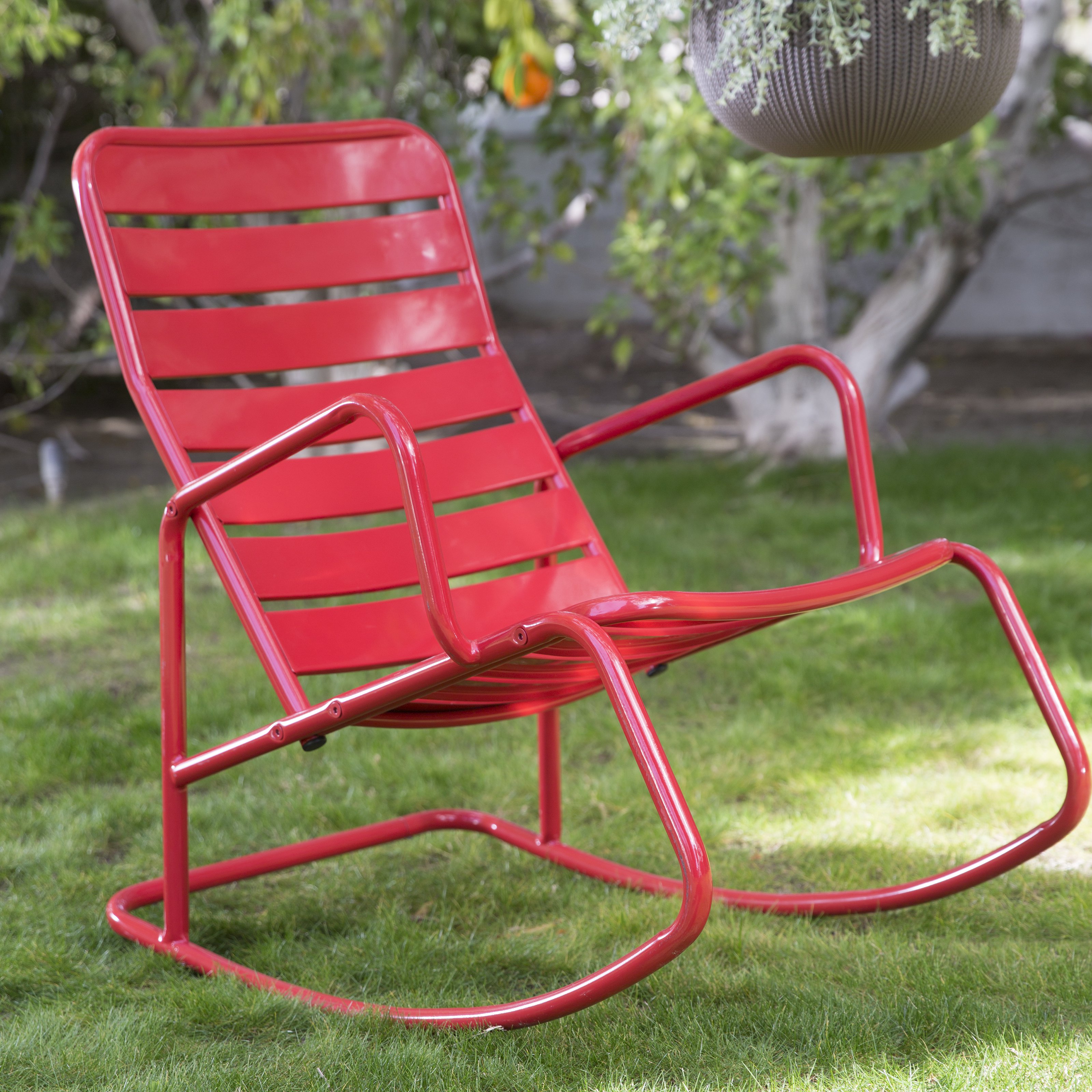 Trending Belham Living Adley Outdoor Metal Rocking Chair Set with Side Table - outdoor metal rocking chairs