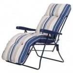 Elegant Padded Garden Reclining Chair, Blue Stripe padded reclining garden chairs