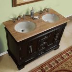 Photos of 48-inch Compact Double Sink Travertine Stone Top Bathroom Vanity Cabinet  0224TR 48 double sink vanity