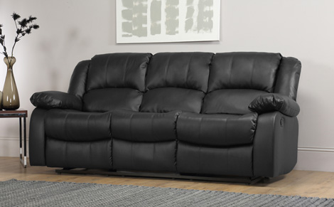 Photos of Dakota 3 Seater Leather Recliner Sofa - Black 3 seater recliner leather sofa