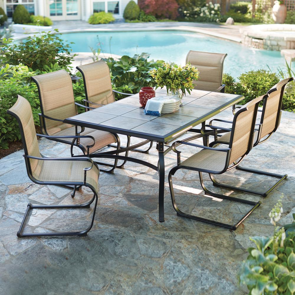 Photos of Hampton Bay Belleville 7-Piece Padded Sling Outdoor Dining Set outdoor patio dining sets