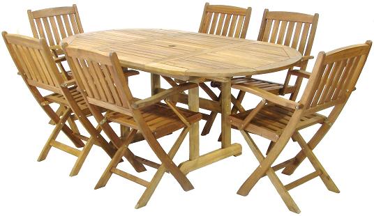 Photos of Wooden Garden Furniture - Six Seater Set / Parasol wooden garden table and chairs