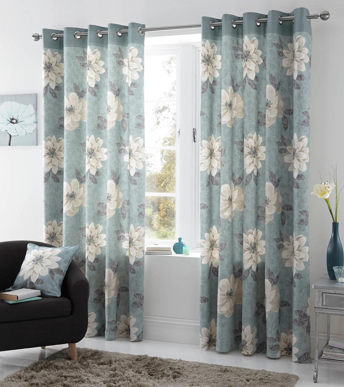 Pictures of Annabella Ready Made Eyelet Curtains duck egg blue curtains