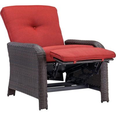 Pictures of Hanover Strathmere Crimson Red Outdoor Reclining Patio Arm Chair-STRATHRECRED  - The reclining patio chair