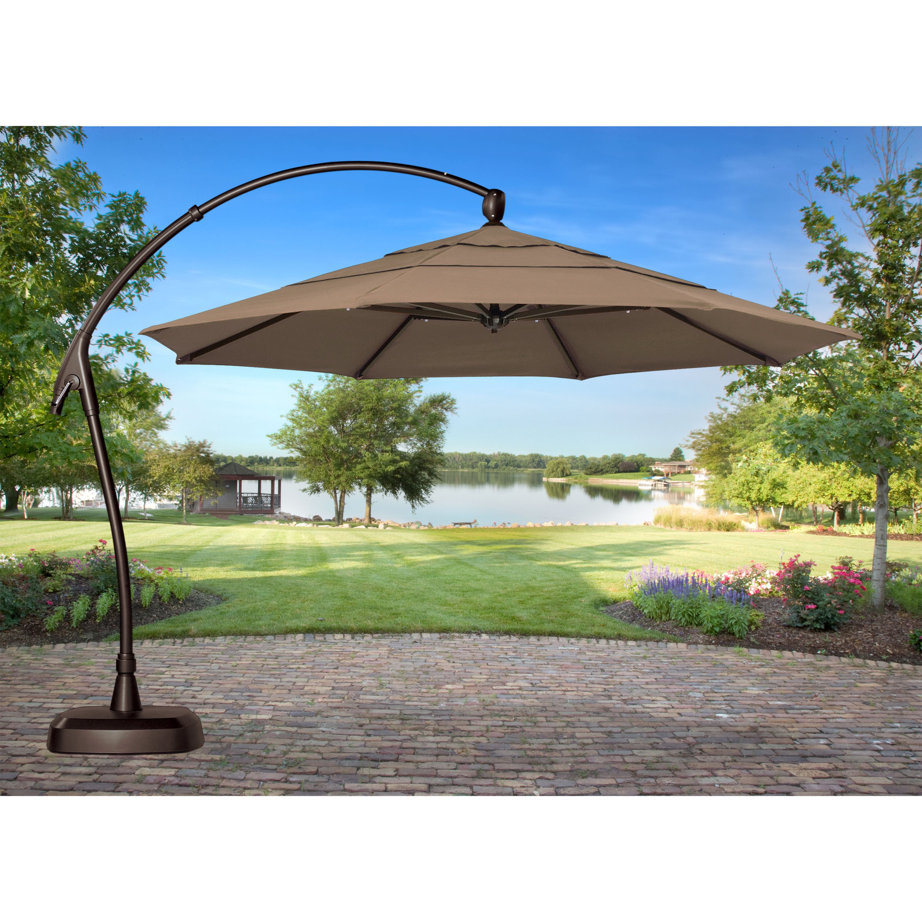 Pictures of Sunbrella Cantilever Octagon Offset Patio Umbrella - Patio Umbrellas at  Hayneedle offset patio umbrella