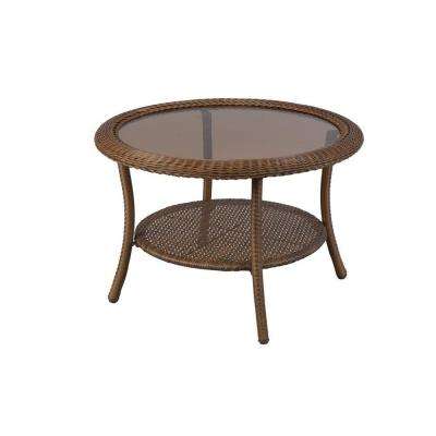 Popular Brown All-Weather Wicker Round Patio Coffee Table round outdoor coffee table
