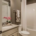 Popular Contemporary Full Bathroom with Flat panel cabinets, limestone tile floors,  Slate, paint colors for bathrooms