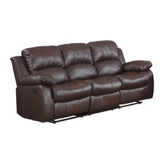 Popular Divano Roma Furniture - Recliner 3-Seater Sofa Brown Over Stuffed Bonded  Leather 3 seater recliner leather sofa
