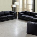 Popular Dublin Luxurious Black Leather Sofa Set black leather sofa set