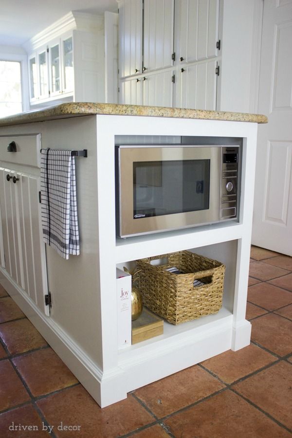 Popular Our Remodeled Kitchen Island with Built-in Microwave Shelf countertop microwave shelf