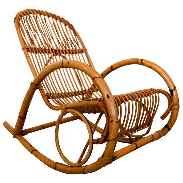 Amazing Mid-Century Italian Rattan Rocking Chair by Franco Albini 1 rattan rocking chair