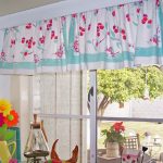 Beautiful Vintage tablecloth into kitchen curtains. Aqua and Cherries....so fresh. retro kitchen curtains