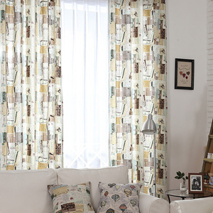 Stunning Retro style curtains decorated with postcards Patterns retro style curtains