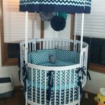 Modern DEPOSIT Round Crib Bedding Navy and Gray Made To Order round baby cribs