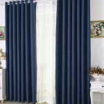Simple Eco-friendly Navy Blue Linen Thick Blackout Insulated Curtains navy blue curtains