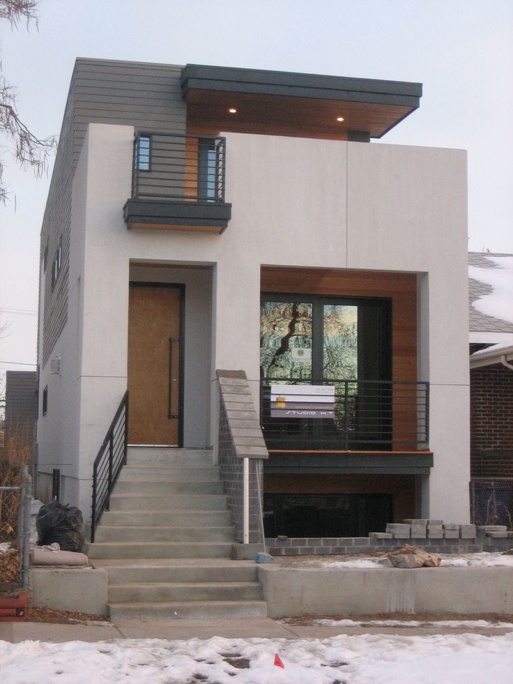 Elegant Small Modern House Design with White Walol using Large Window and Wooden simple small home design