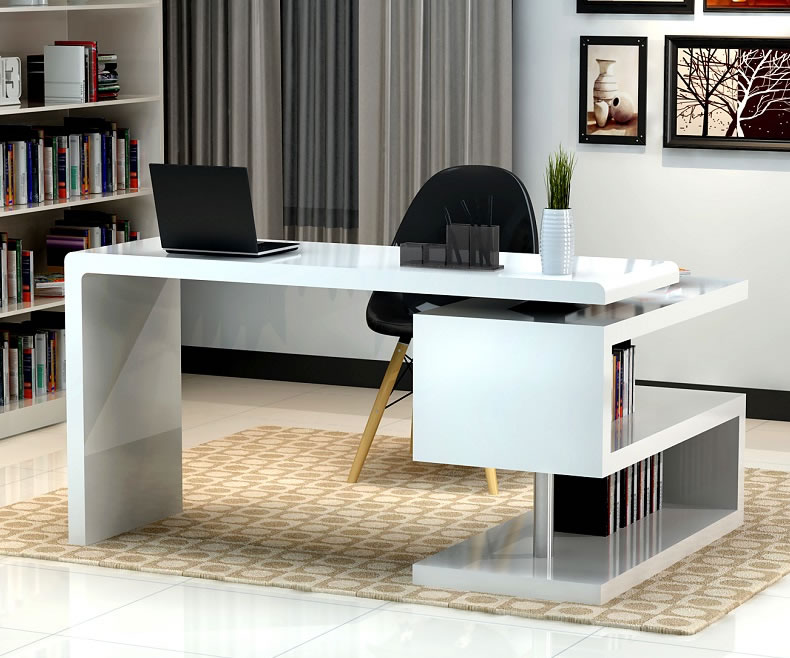 Cool Stunning modern home office desks with unique white glossy desk plus open small office desks for home