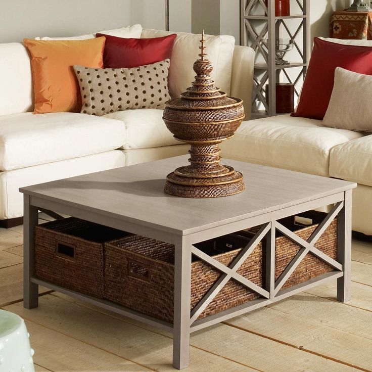 Pictures of Saltire Large Square Coffee Table with Storage square living room table
