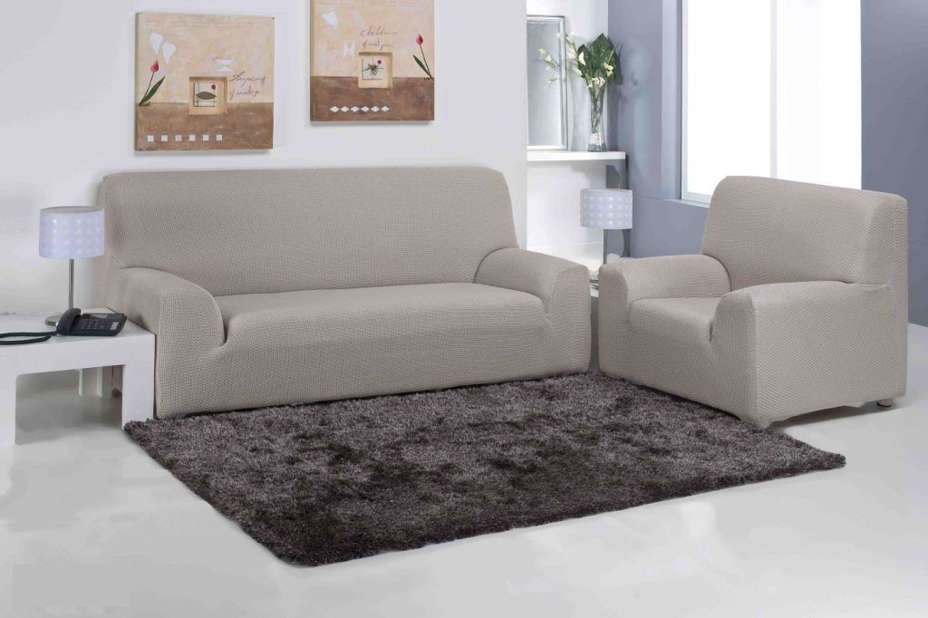 Luxury Beige stretch sofa slipcover