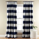 Stunning Amazon.com: Lush Décor Stripe Room Darkening Window Curtain Panel, 84 inch navy and white striped curtains