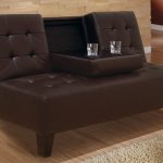 Stunning Basement Evita Dark Brown Futon Sofa Sleeper Bed W/ Cup Holder | brown futon sofa bed