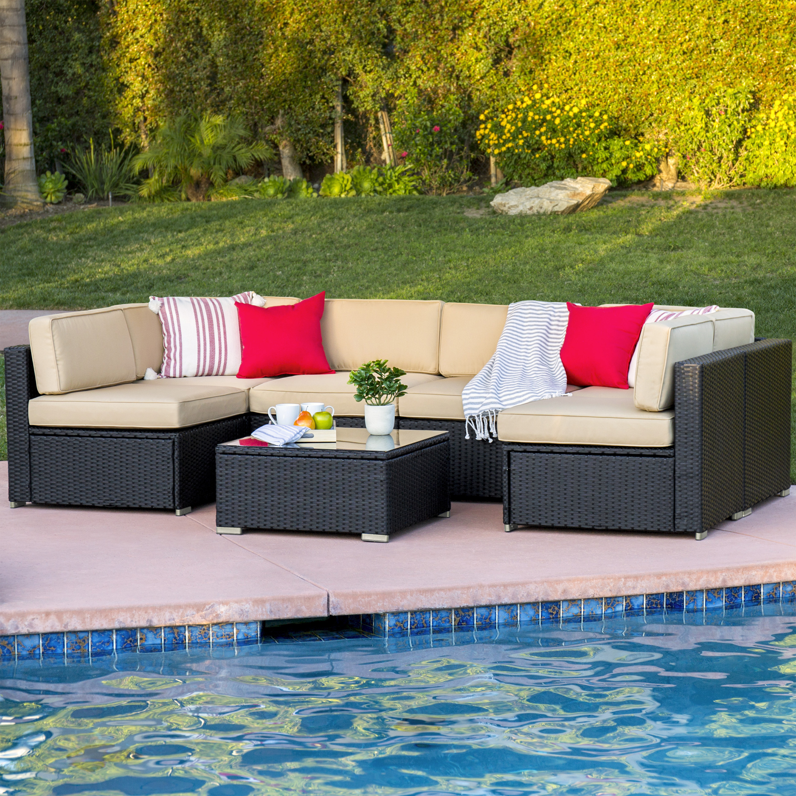 Stunning Best Choice Products 7pc Outdoor Patio Garden Wicker Furniture Rattan Sofa  Set outdoor wicker furniture