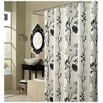 Stunning Black and White Flower Fabric Shower Curtain black and white floral shower curtain