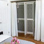 Stunning Closet transformed from a double door closet with center partition to one closet door curtains
