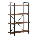 Stunning CO Fine Furniture - Industrial-Style Bookcase With 4 Wood Shelves and Metal metal and wood bookcase