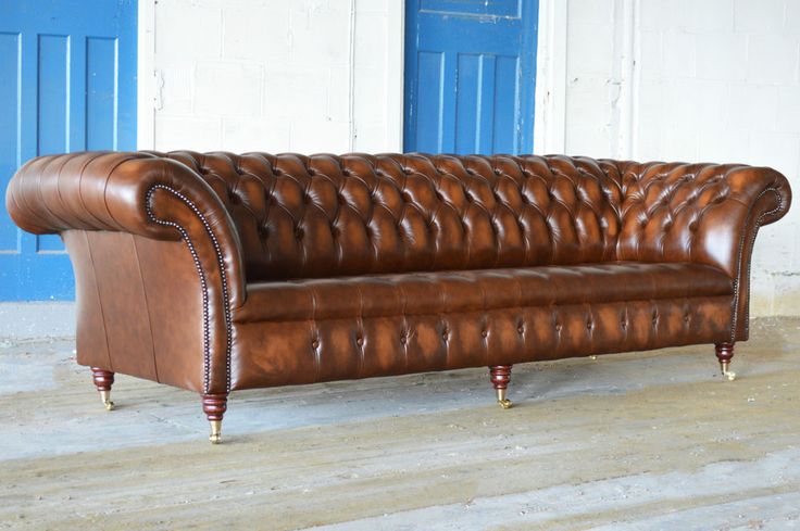 Stunning Ebay company £1195 HANDMADE TRADITIONAL 4 SEATER GOLD LEATHER CHESTERFIELD  SOFA traditional chesterfield sofas